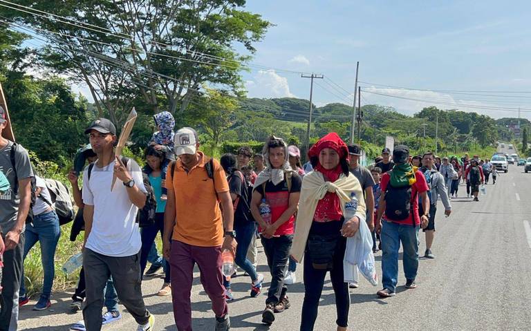 Caravana migrante migrantes en la frontera Sur Comar INM